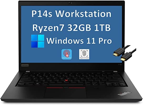 Lenovo Thinkpad P14S - Pantalla Táctil Fhd De 14 Pulgadas (Amd Ryzen 7 Pro 5850U 32 Gb De Ram 1 Tb Pcie Ssd) Portátil Con Estación De Trabajo Móvil Lector De Huellas Dactilares Wi-Fi 6 Cámara Web Computadora Ist Hdmi Windows 11 Pro ‎ThinkPad P14s Gen 2
