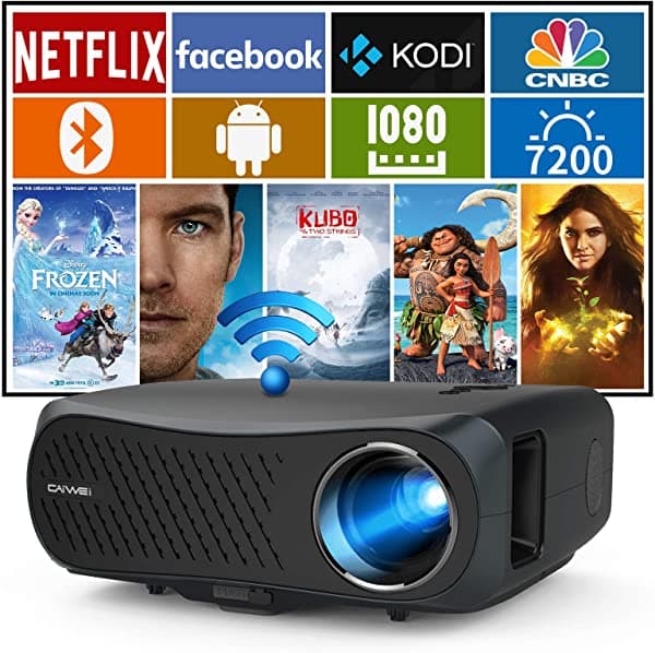 ZCGIOBN Proyector Inalambrico 7200 Lumenes 5G WiFi Full HD 1080P Nativo Soporta 4K Inteligente LCD para Pelicula con Bluetooth Android OS para Exteriores/Home Theater iPhone Computadora DVD TV Stick PS5 HDMI USB VGA Audio TYUII-1219