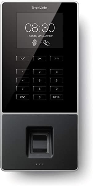 Timemoto Tm - 626 Reloj De Tiempo Para Empleados Con Sensor De Huellas Dactilares Insignia Rfid/Llavero Y Pin Para Hasta 200 Usuarios Reloj Programación Hojas De Tiempo Informes Wi-Fi Aplicación Para Ios/Android 3 Años De Garantía
