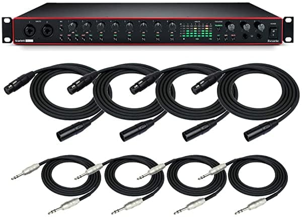Focusrite Scarlett 18I20 - Interfaz De Audio Usb De 3ª Generación De 18X20 Con 4 Cables Xlr Y Cables Trs De 4 1/4 Pulgadas (9 Artículos)