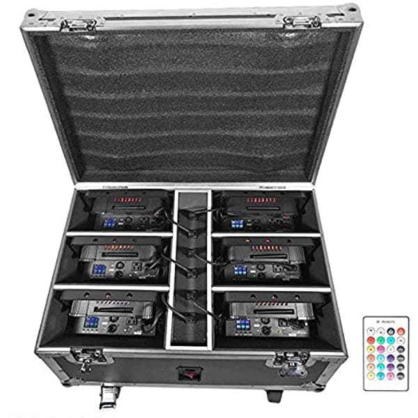 Rockville Best Pack 60 Luces De Lavado De Batería Negras (6) + Dmx Inalámbrico + Estuche De Carga BEST PACK 60 Black