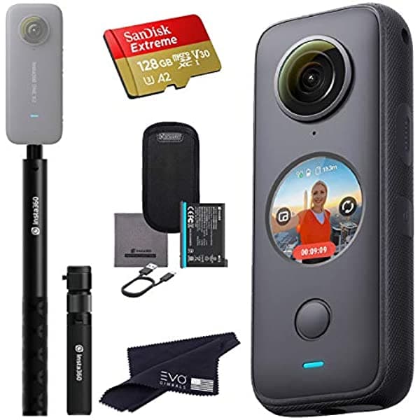 Insta360 ONE X2 Cámara 360 con Pantalla Táctil - Video 5.7K30, Modo Estable, Foto 18MP + InstaPano | Incluye Kit Bullet Time y Tarjeta 128GB CINOSXX/A