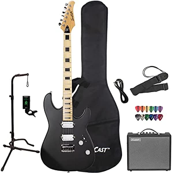 Godpsmusic St-M24-Sbk-Play) - Juego De Guitarra Eléctrica (6 Cuerdas Para Diestros (St-M24-Sbk-Play)