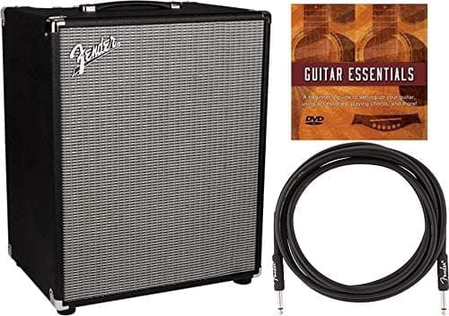 Fender Rumble - Paquete de amplificador combo de bajo de 15 W con cable de instrumento y DVD instructivo de Austin Bazaar AUS-2370500000-COMBO-STD