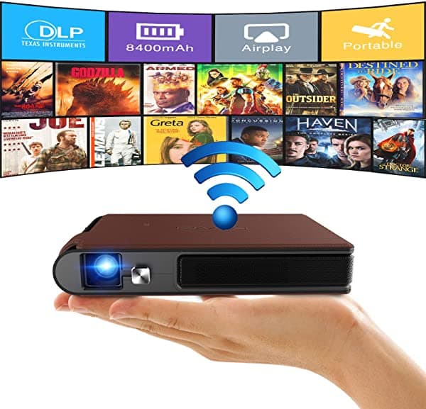 Wikish Mini Proyector Dlp De 8400 Mah Proyector Wifi Portátil Compatible Con Pantalla De Vídeo 3D De 1080P Pantalla Hdmi Usb De 150 Pulgadas Para Ps4 Dvd Tv Portátil
