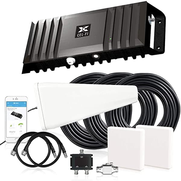 Cel-Fi Go X | Amplificador De Señal De Teléfono Celular | Kit De Paquete De Antena De 2 Paneles Direccionales - Todos Los Accesorios Incluidos | Soporte Multiportador Con Conmutación De Portador | Ganancia Multiusuario De Hasta 100 Db