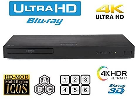 HDI Nuevo Lg Ubk90 Uhd Streaming - 4K - 2D/3D - Reproductor De Dvd Blu Ray Disc Sin Región - Pal/Ntsc - Usb - 100-240V 50/60Hz Para Uso Mundial Y Cable Hdmi 4K De 6 Pies ‎UBK90 Region Free