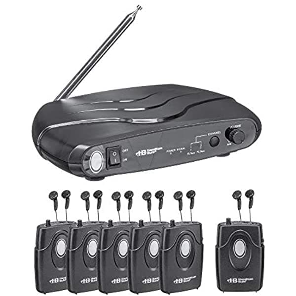Hamilton Buhl Sistema De Doble Frecuencia De Escucha Asistente Als700 Con Transmisor 6 Receptores Y Auriculares Funda De Transporte