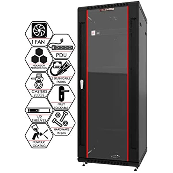 Rack Para Servidores De 18U Para Montaje En Pared Armario De Pared Con Bloqueo De Rack De 19 Pulgadas Estante De Audio Y Video Av Estante De Red Con Pdu - Estante Entradas De Cable A Prueba De Polvo Ventilador Ruedas - Sysracks SRW 18.600