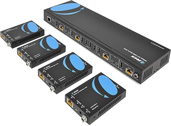 Orei Matriz Extensor Hdmi 4K 4X4 - Ultrahd 4K 60Hz 444 Sobre Un Solo Cable Cat5E/6/7 Con Conmutador Hdr Y Control Ir Rs-232 - Hasta 230 Pies - Escala De Descenso 1080P - 4 Salidas De Bucle - 4 Receptores Incluidos UHD48-EX230-K