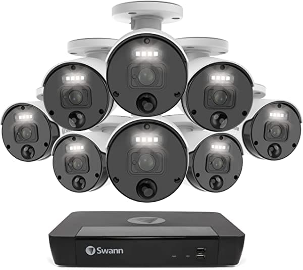 Swann Swnvk-876808 - Sistema De Cámara De Seguridad Cctv 8 Cámaras De 8 Canales Poe Nvr Master 4K De Vigilancia Con Cable Para Interiores Y Exteriores Visión Nocturna Detección De Movimiento De Calor Swnvk-876808 SONVK-876808-US