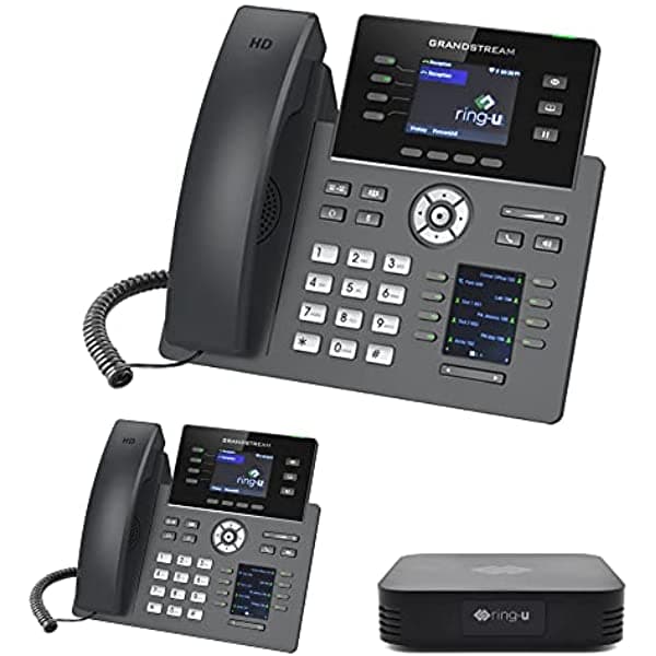 Ring-U Hello Hub - Sistema Telefónico Pbx Para Pequeñas Empresas Y Servicio Voip De 2 Teléfonos (Hello Hub + 2 Teléfonos Ejecutivos Con Wifi + Bluetooth) Requiere Servicio Telefónico Ringu. RUBUN1