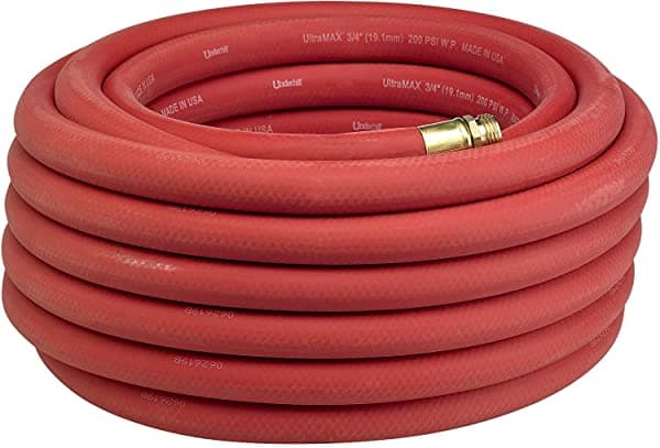 Underhill Ultramax - Manguera De Agua De Jardín Comercial De 100 Pies Resistente Goma Flexible Sin Torceduras Industrial 800 Psi H10-100 1 Pulgada X 100 Pies Rojo