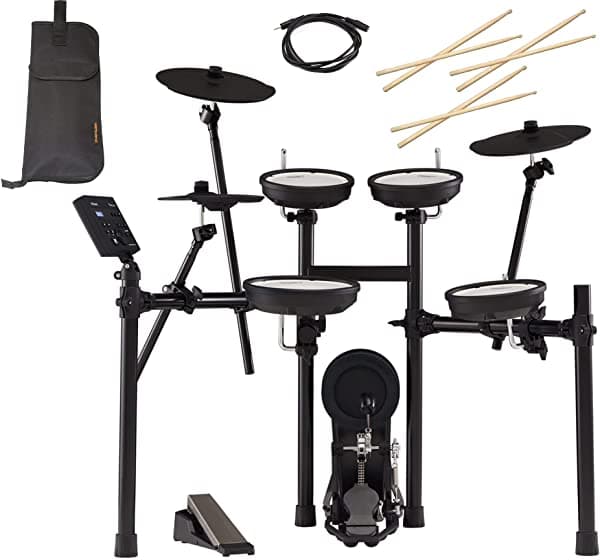 Roland V-Drums TD-07KV Set de Batería Electrónica con Asiento, Estuche, Cable, Baquetas y Paño de Limpieza AUS-TD-07KV-COMBO-DLX