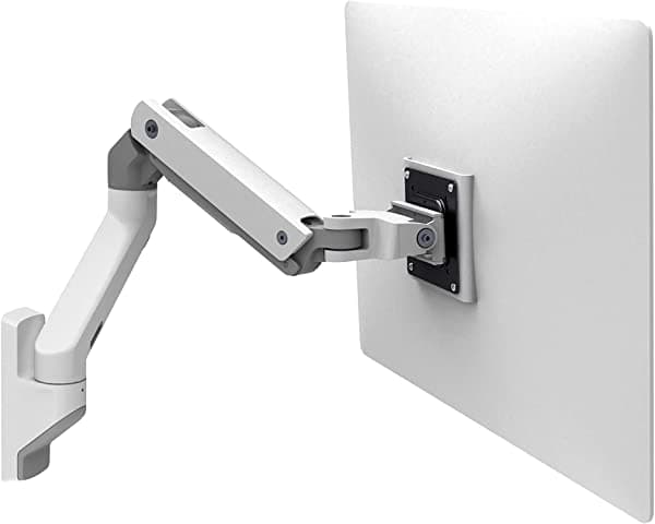 Ergotron - Brazo De Monitor Hx Único Ultra Ancho Soporte De Pared Vesa Para Monitores De Hasta 49 Pulgadas 20 A 42 Libras Menos De 6 Pulgadas De Profundidad De Pantalla Color Blanco 45-478-216