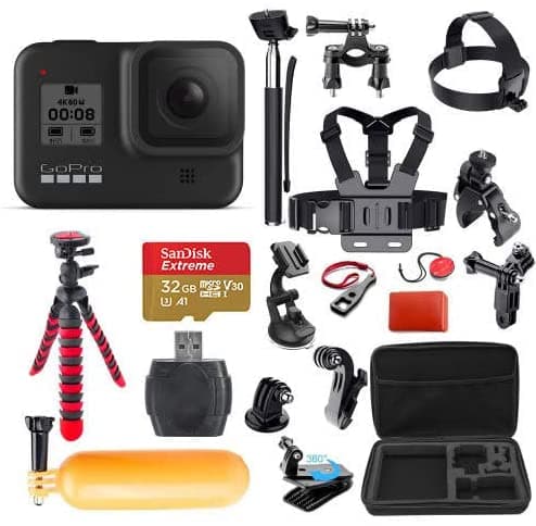 Deal Zone Cámara De Acción Gopro Hero 8 (Negro) + Tarjeta Micro Sd Extrema De 32 Gb + Kit De Accesorios De 38 Piezas