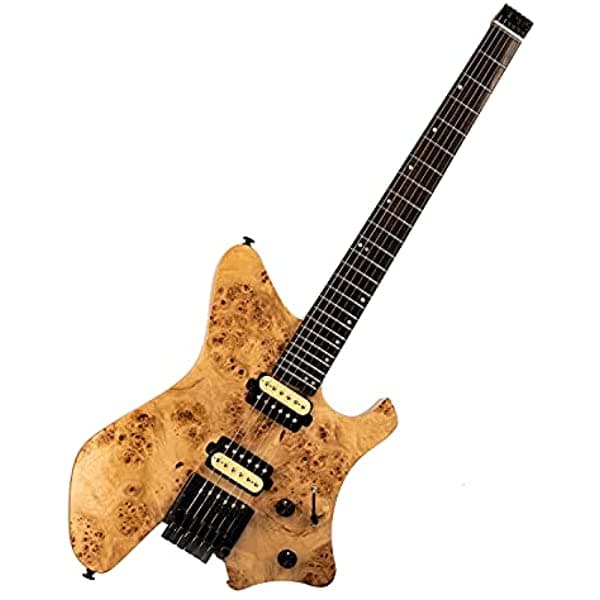 Eart Headless Electric Guitarra Gw1 Pequeña Guitarra A Gran Escala Para Viajes Sistema De Trémolo Dual Humbuckers Natural