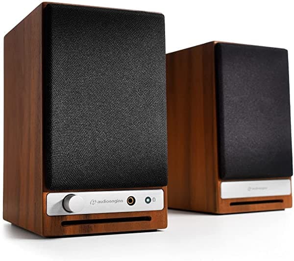 Audioengine Altavoz Inalámbrico Hd3 | Altavoces De Monitor De Escritorio | Sistema De Música Para El Hogar Aptx Hd Bluetooth Altavoces Estéreo De Estantería Alimentados De 60 W Audio Aux Usb Entradas/Salidas Rca Dac De 24 Bits (Nogal) HD3-WAL