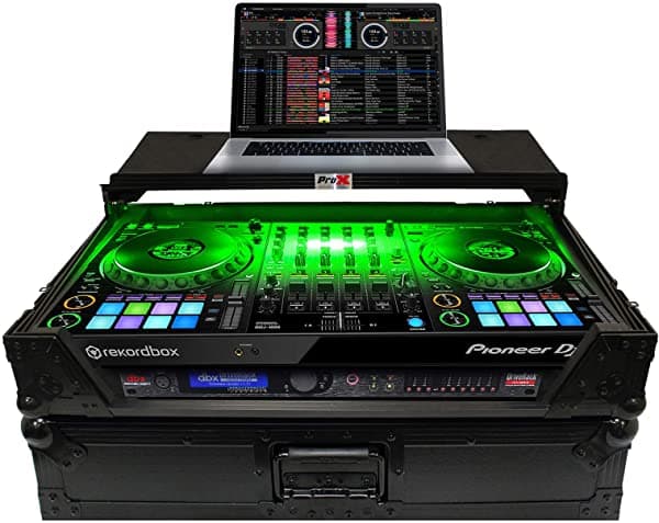 Prox Flight - Funda Para Controlador Digital Pioneer Ddj-1000 Y Srt Con Led Estante Deslizante Para Portátil Y Ruedas Diseño Negro Sobre Negro Xs-Ddj1000 Wltbl Led