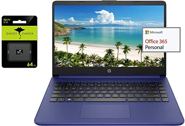 Hp Laptop Ultraligera De 14 Pulgadas 2021 Procesador Intel N4020 (Hasta 2.8 Ghz) 8 Gb De Ram 128 Gb De Almacenamiento (64 Gb Emmc+64 Gb Micro Sd) 1 Año Office 365 Cámara Web Hdmi Wifi Usb-A Y C (Google Classroom O Zoom)