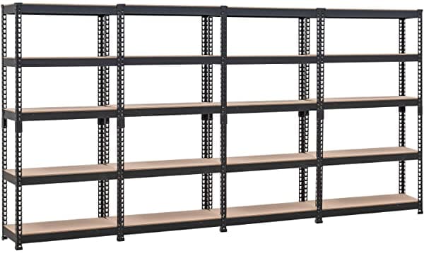 HOMEDANT Estantería Metálica Ajustable 28" x 12.3" x 59.5", 5 Niveles, Almacenamiento Pesado para Garage, Cocina, Living - Paquete de 4