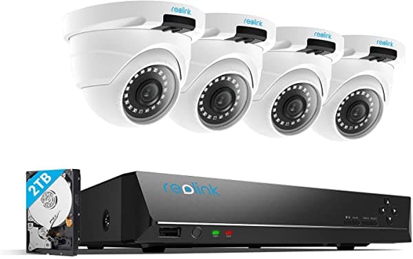 Reolink Sistema De Cámara De Seguridad Poe De 4 Mp 8 Canales 4 Cámaras Ip De Seguridad Con Cable 1440P Para Interiores Y Exteriores Nvr 4K 8Ch Con Disco Duro De 2 Tb Para Grabación 24-7 Rlk8-420D4