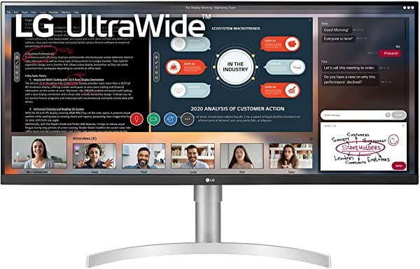 LG UltraWide 34WN650-W Monitor 34" FHD 21:9, HDR, IPS, FreeSync, Diseño Virtualmente Sin Bordes - Plateado