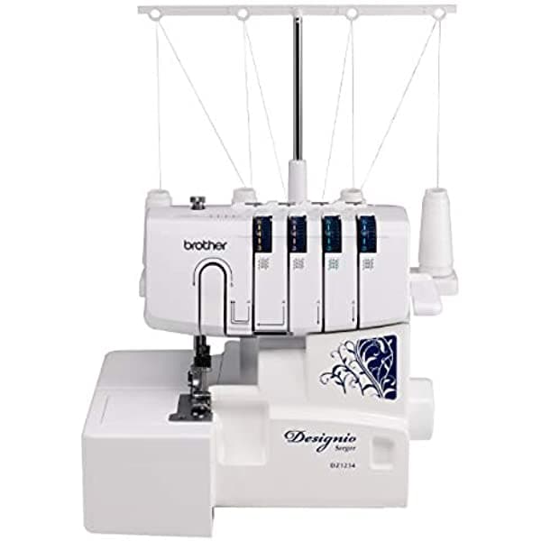 Brother Serger Dz1234 Máquina De Overlock De Marco De Metal 1300 Puntos Por Minuto Trampa De Ajuste Extraíble 3 Pies De Accesorios Incluidos Y 2