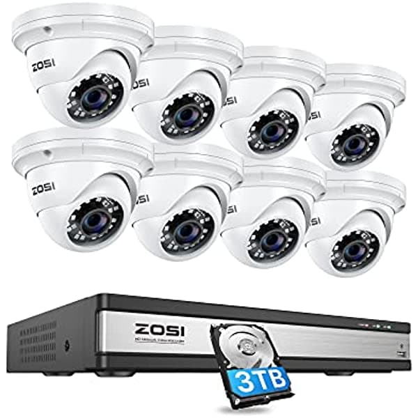 Zosi 16Ch 4K Poe Sistema De Cámara De Seguridad Para El Hogar H.265+ 16 Canal 8Mp 4K Nvr Con 3Tb Hdd 8Pcs Cámaras De Domo De Interiores Ip De Interi 16DK-4285W8-30-US