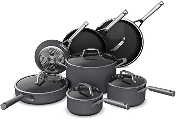 Ninja Foodi Neverstick Premium C39800 - Juego De Utensilios De Cocina Anodizados Antiadherentes Duraderos Aptos Para Horno Hasta 500 °F Color Gris Pizarra