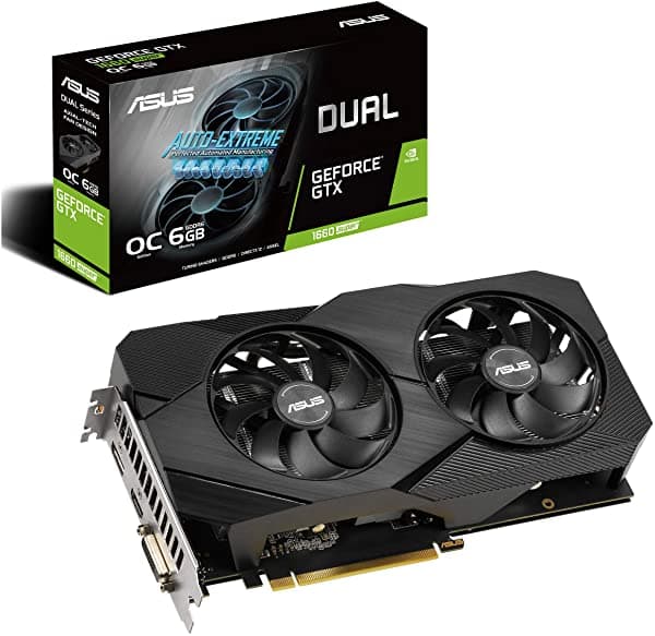 Asus GeForce GTX 1660 Super Overclocked 6GB Dual-Fan Evo Edition VR Ready HDMI Displayport DVI Placa de Video (Dual-GTX1660S-O6G-Evo)