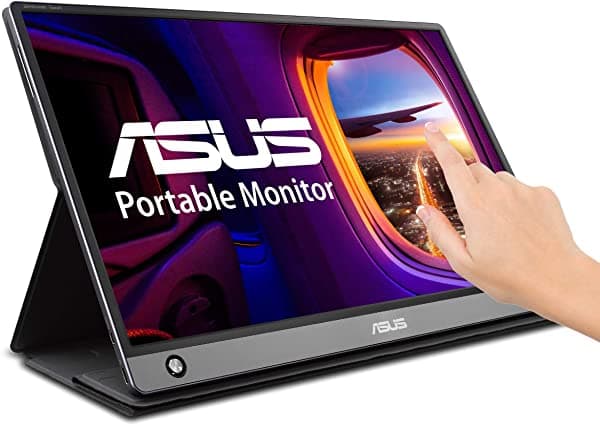 Asus Zenscreen Mb16Amt Monitor Portátil Full Hd De 15.6 Pulgadas Pantalla Táctil Ips Antirreflejos Batería Integrada Y Altavoces Para El Cuidado De Los Ojos Usb Tipo C Micro Hdmi Con Funda Inteligente Plegable
