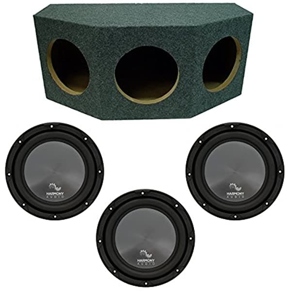 3 Harmony Audio HA-R124 Paquete de Subwoofer con Triple 12" Caja para Subwoofer Universal Estéreo para Auto Rearfire Sellado