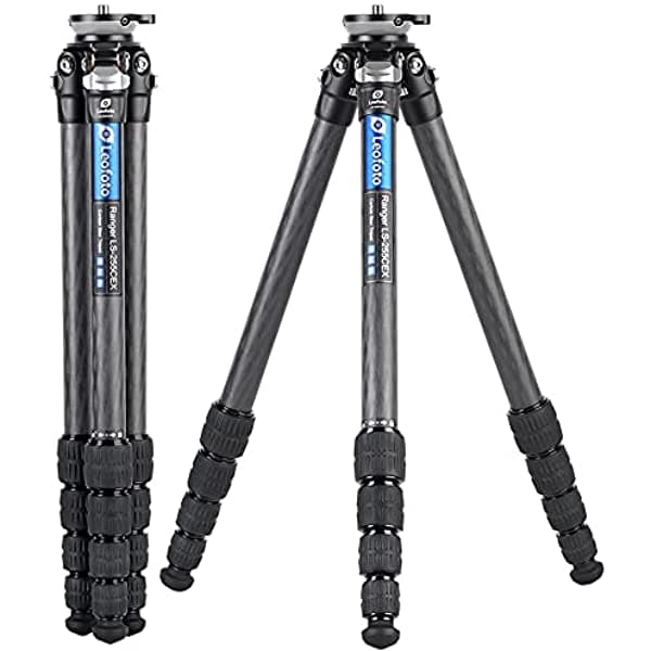 Leofoto Ranger Ls-255Cex Base De Nivelación Trípode Fibra De Carbono Cf 5 Sección Más Pequeña Más Ligera Más Estable