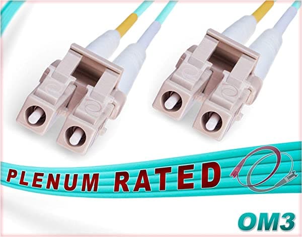 FiberCablesDirect Om3 Lc Lc Plenum Duplex Fiber Patch Cable 10 G 50/125 Multimode FCDUS346v10025