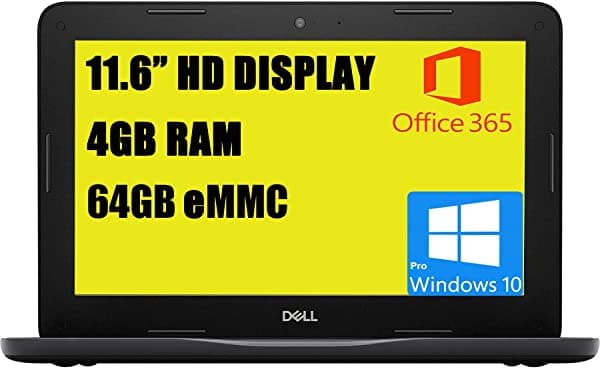Dell 2021 Latitude 3190 Premium 11 Laptop I 11.6" Hd Display I Intel 4-Core Celeron N4120 I 4Gb Ddr4 64Gb Emmc I Wifi5 Bluetooth Office365 Win10 Pro Negro + Delca 32Gb Tarjeta Microsd ‎Dell Latitude 3190 Laptop