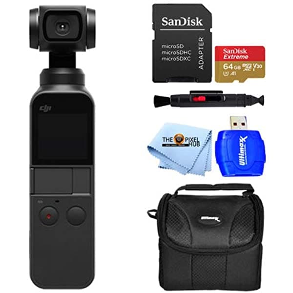 Pixel Hub Dji Osmo - Juego De Accesorios Para Cámara De 3 Ejes Estabilizador Gimbal 4K Con Tarjeta Micro Sd De 64 Gb Lector De Tarjetas De Memoria Bolsa De Accesorios Bolígrafo De Limpieza Gamuza De Microfibra CP.ZM.00000097.011
