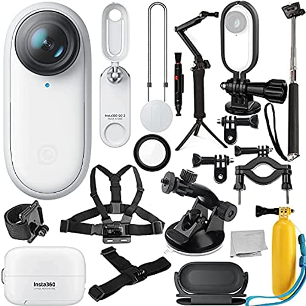 SSE Insta360 Go 2 Cámara De Acción De Edición De Alta Capacidad De 64 Gb Con Paquete De Lujo Adaptador De Marco De Cámara De Acción Para Insta360 Go2 Palo Selfie Soporte De Ventosa Montaje De Tubería/Bicicleta Y Mucho Más IN360GO2V264DB