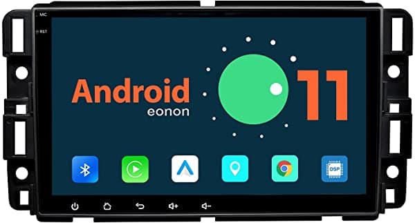 Eonon - Radio De Coche Con Doble Din Para Android 11 8 Pulgadas Compatible Con Chevrolet / Gmc/Buick Carplay Incorporado Y Android Auto/Dsp/Ips Compatible Con Interfaz De Usuario Personalizada/Arranque Rápido/Bluetooth 5.0-R80