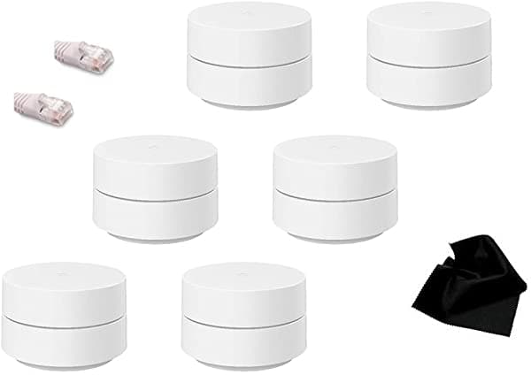 Google - Wifi - Sistema De Enrutador De Malla Para Todo El Hogar (Ac1200) - Paquete De 6 - Blanco Con Paño De Limpieza Kwalicable