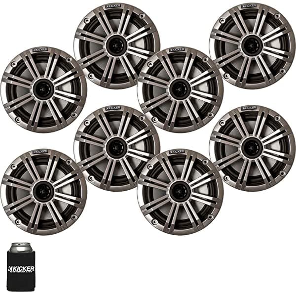 Kicker Altavoces Marinos Plateados De 6.5 Pulgadas (Cantidad 8) 4 Pares De Altavoces De Repuesto Oem (8)41BKM614S