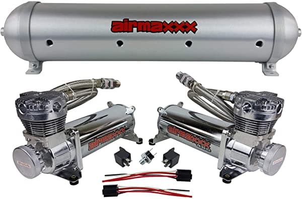 Airmaxxx Compresores De Aire 480 Cromo Y 33 "Tanque De Aluminio Sin Costuras Cepillado K-A480C2-59ABR-180