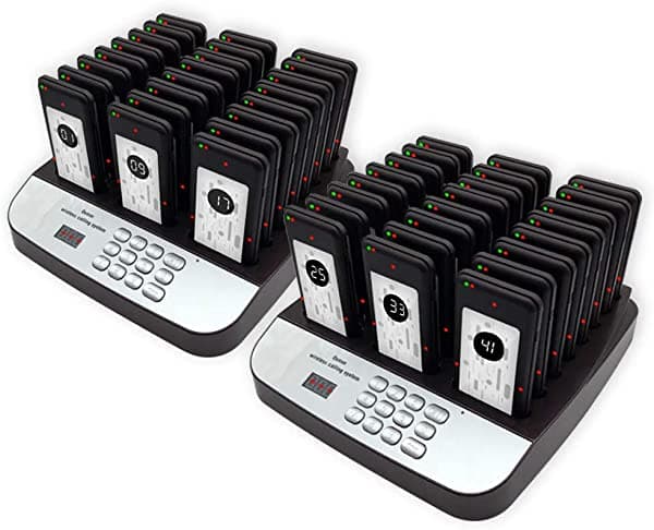 Nolas 48 Restaurante Llamada Posavasos Buscapersonas/Invitados Espera Paginador/Sistema De Alarma Inalámbrico Con Estación De Carga Y Transmisor (También Disponible En 16/32 Unidades)