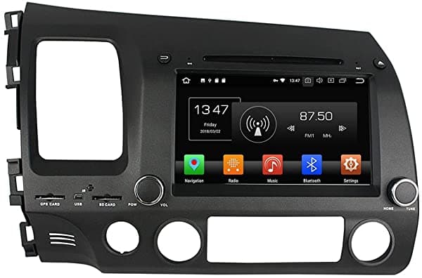 Kunfine Android 9.0 Octa Core 4Gb Ram DVD GPS Navegacion Reproductor Multimedia Estereo para Auto Honda Civic 2006 2007 2008 2009 2010 2011 Control del Volante KF-V2151Q