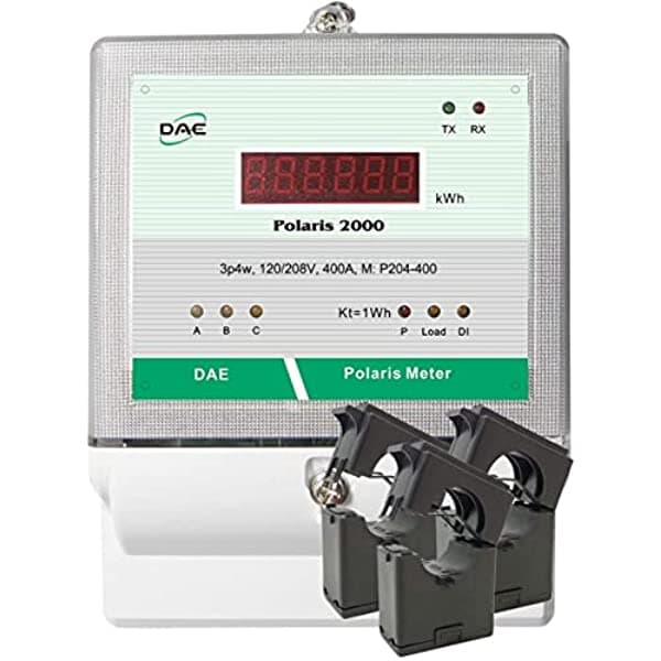 Dae Kit P204-400 400A Ul Kwh Smart Submeter 3P4W (3 Cables Calientes 1 Neutro) 120/208V 3 Ct De Núcleo Dividido (Diámetro Interior 1.38 Pulgadas) P204-400 KIT