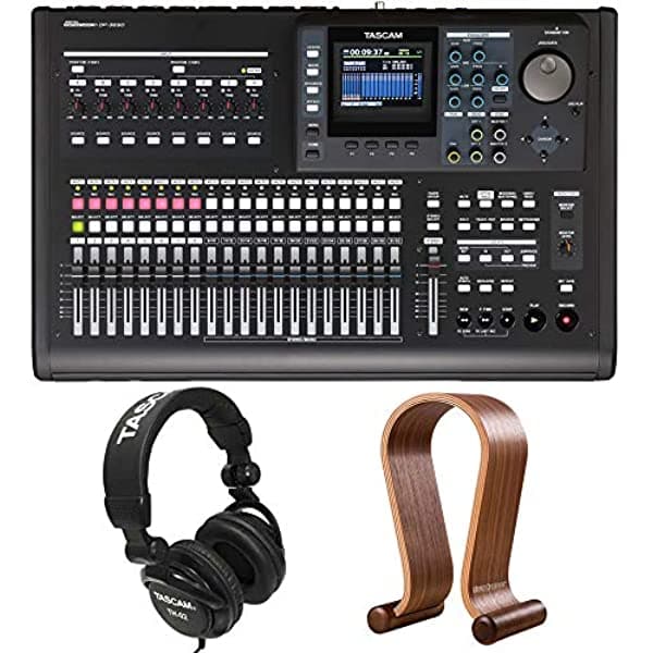 Tascam Dp-32Sd 32-Track Digital Portastudio Bundle Th-02 Auriculares Profesionales Cerrados (Negro) Y Deco Gear Soporte De Visualización De Auriculares De Madera Soporte De Mesa Seguro E1TSDP32SD
