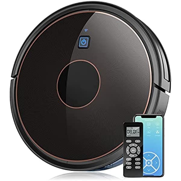 SQFZLL Aspiradora Robótica D382 Wifi/App/Alexa Max Succión 1600 Pa (Delgada) Silenciosa Múltiples Modos De Limpieza Aspiradora De Carga Automática Para Pelo De Mascotas Piso Duro Alfombras De Pelo Medio (Marrón)