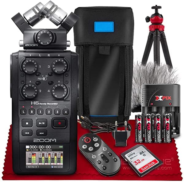 Zoom H6 - Grabadora Portátil (6 Entradas 6 Vías Con Una Sola Cápsula De Micrófono Mando A Distancia Sr-Rch6 Funda Para Grabadora H6 Y Accesorios Profesionales) Color Negro ZH6AB_REMOTE