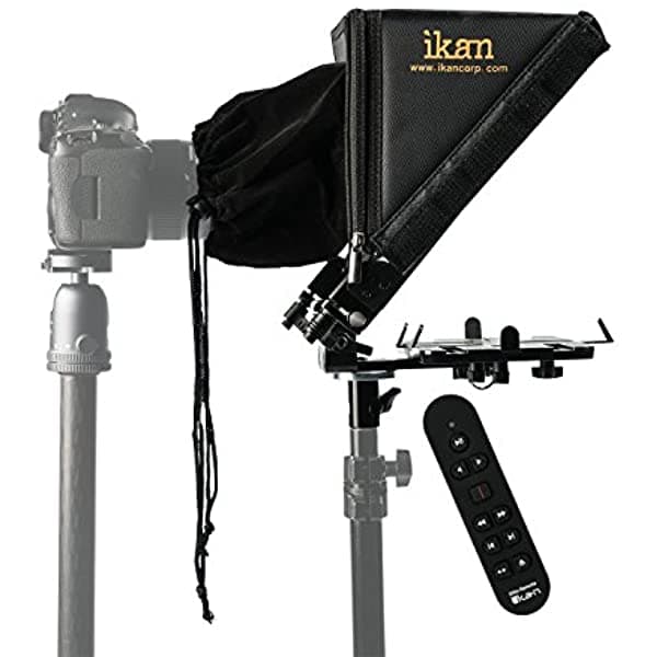 Ikan Elite Tablet Teleprompter Con Mando A Distancia Para Soportes De Luz Compatible Con Tabletas Ipad Android Y Windows Marco De Vidrio Plegable (Pt-Elite-Ls-Rc) Color Negro