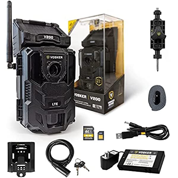 Vosker V200 | Cámara De Seguridad Celular | Accesorios Más Populares | Panel Solar Inalámbrico Lte Integrado | Resistente A La Intemperie No Requiere Wi-Fi | Cámaras De Vigilancia Hd